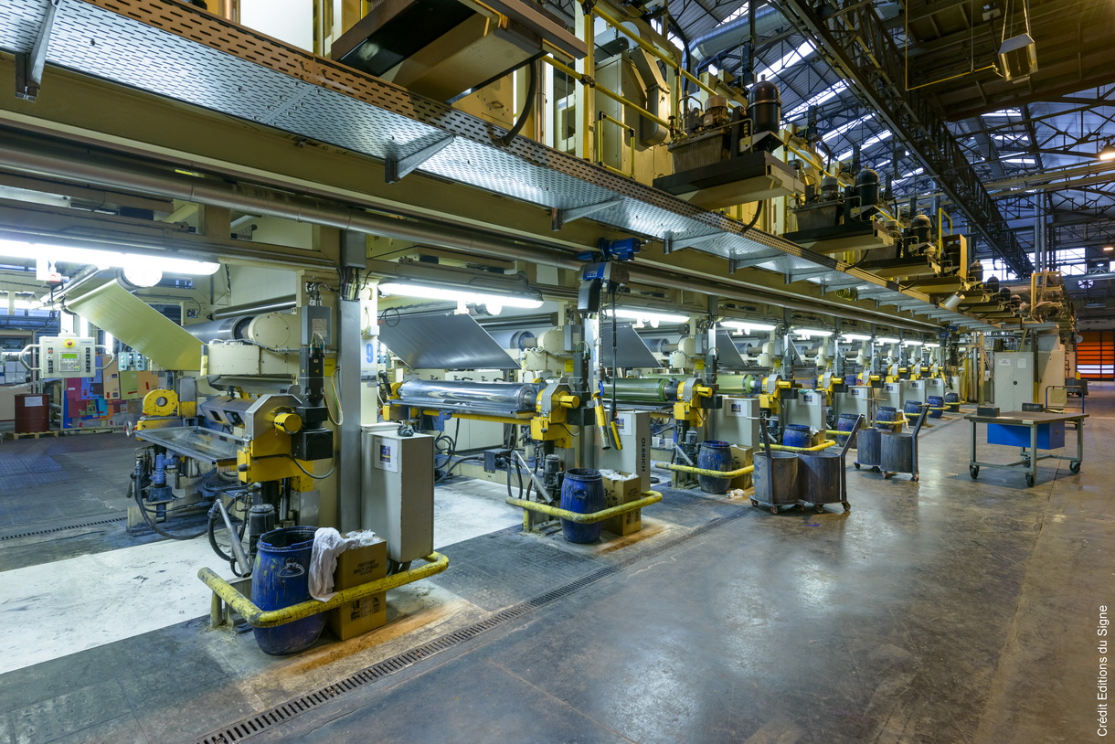 L'impression par héliogravure des lais de sols PVC à l'usine Forbo de Reims